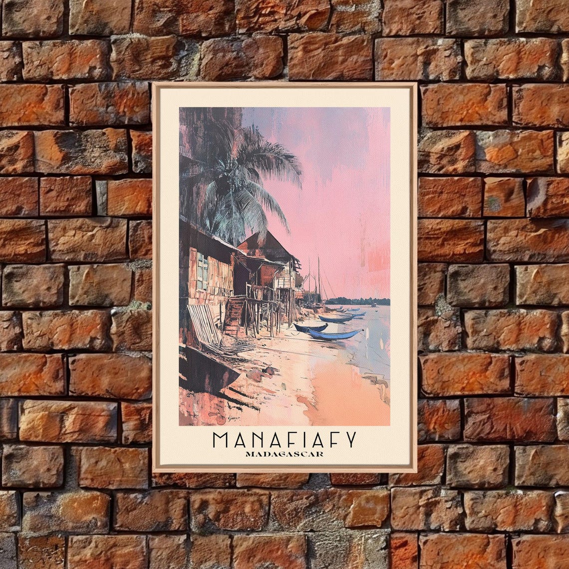 Manafiafy Madagascar Fishing Village Stilt Houses Sunset Harbor Poster