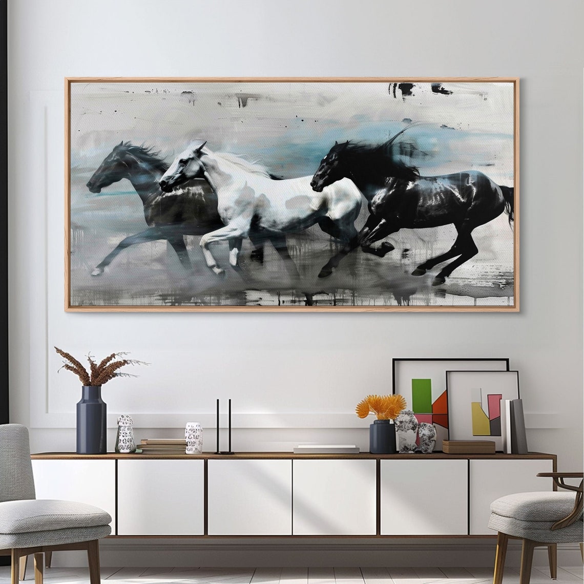 Stunning Trio Of Horses Running In Field Perfect For Living Room Art Framed Print Bedroom Decor Home Decoration Horse Lover Gift - Image 4