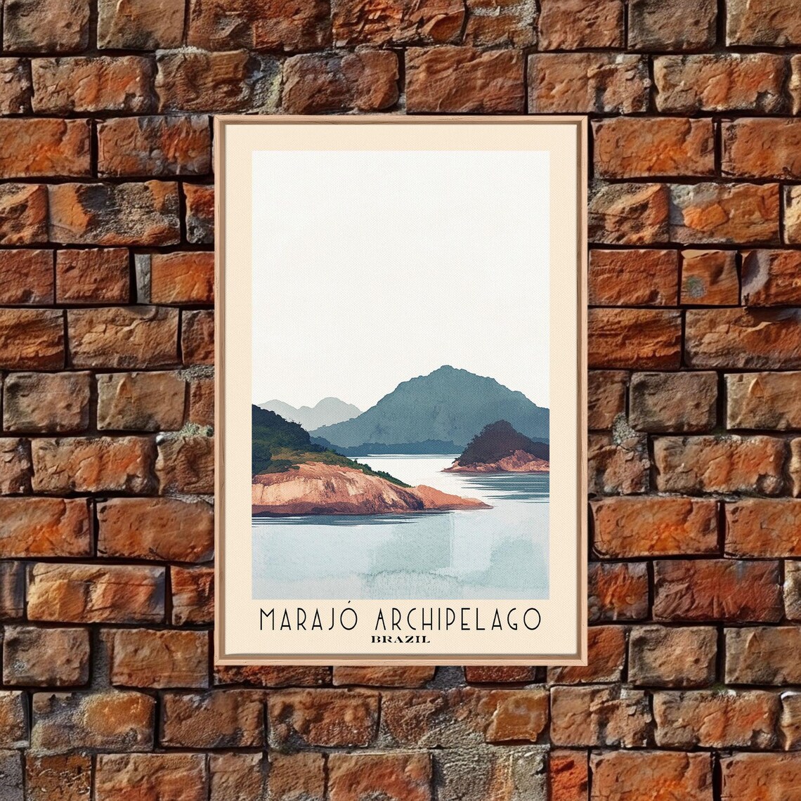 Marajo Archipelago Brazil Islands Mountain Calm Water Watercolor Poster - Image 6