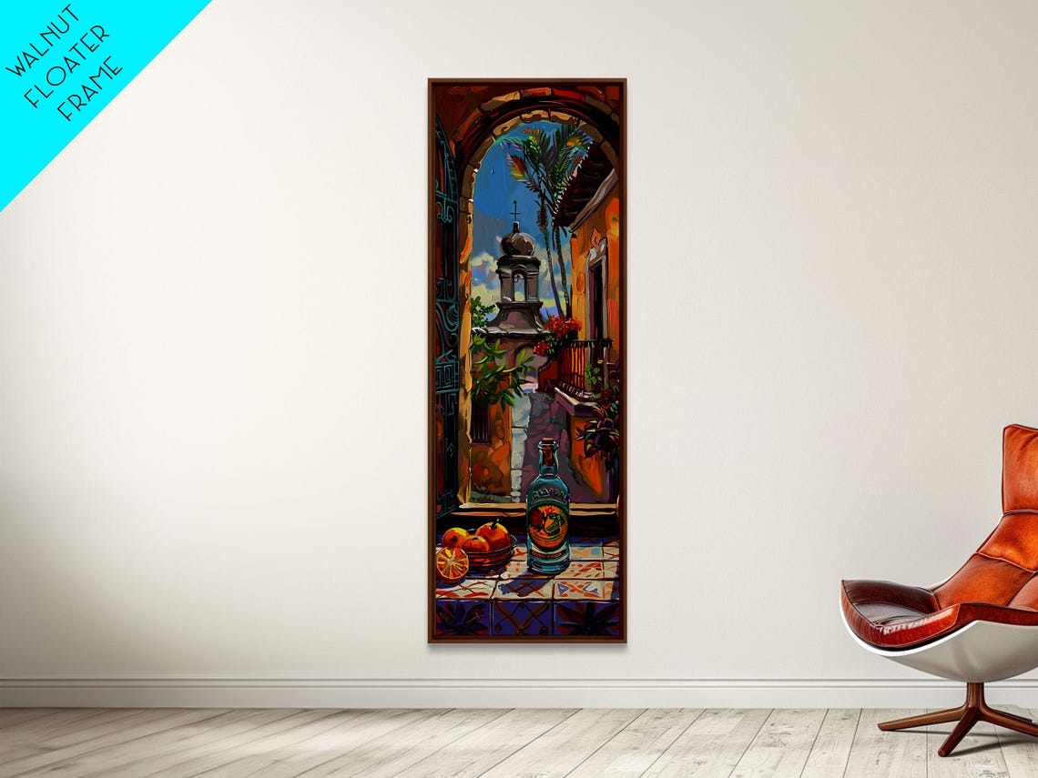 Spanish Archway Still Life With Tequila Bottle And Oranges Wall Art - Image 5
