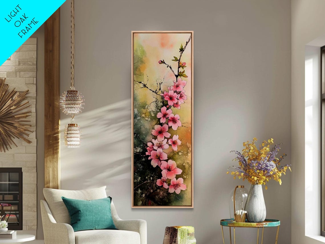 Blooming Pink Cherry Blossoms Japanese Spring Floral Watercolor Poster - Image 6