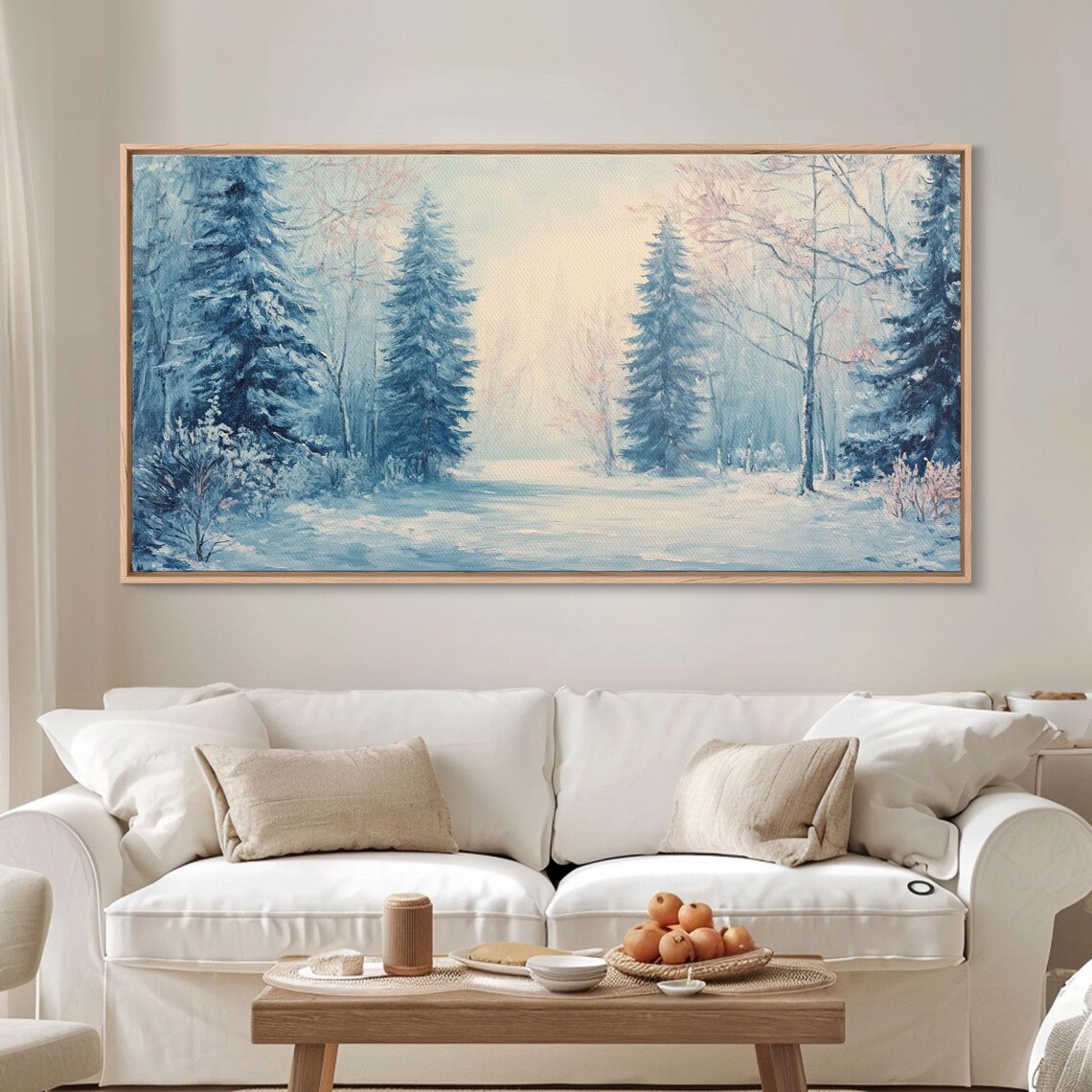 Winter Wonderland Watercolor Blue Snowy Pines Frosty Forest Poster - Image 2