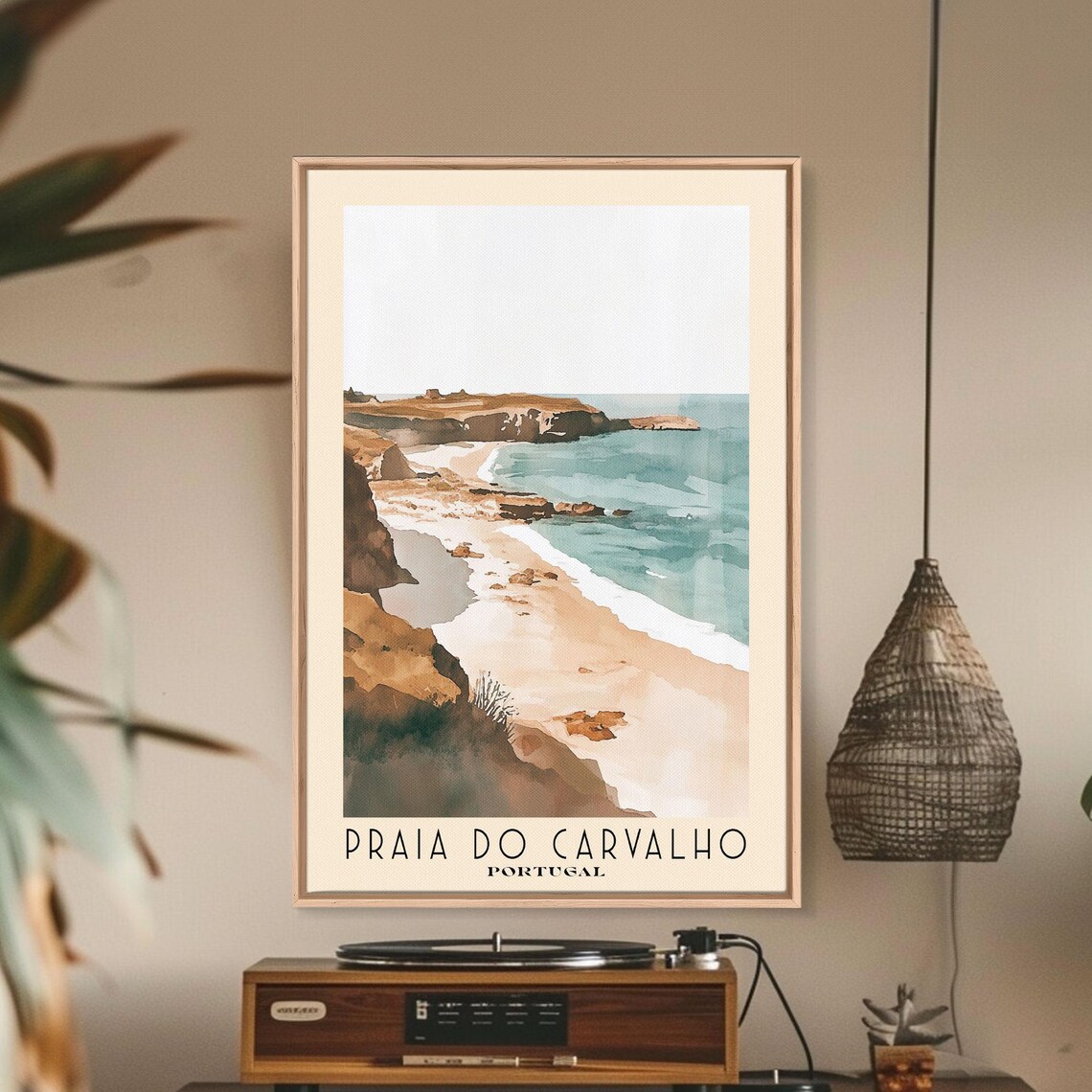Praia Do Carvalho Watercolor Beach Art Print, Portugal - Image 2