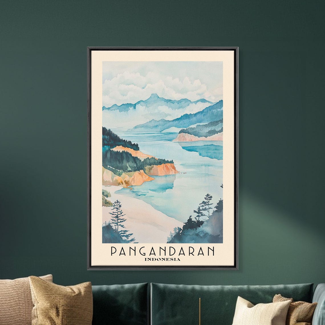 Pangandaran Indonesia Bay Cliffs Forest Misty Mountain Shore Poster - Image 5