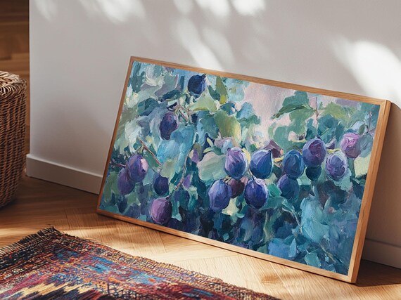 Fig Painting Print Framed Print Oil Painting Of Figs Reproduction Print Maximalist Art Print Colorful Decor Fruit Still Life Art