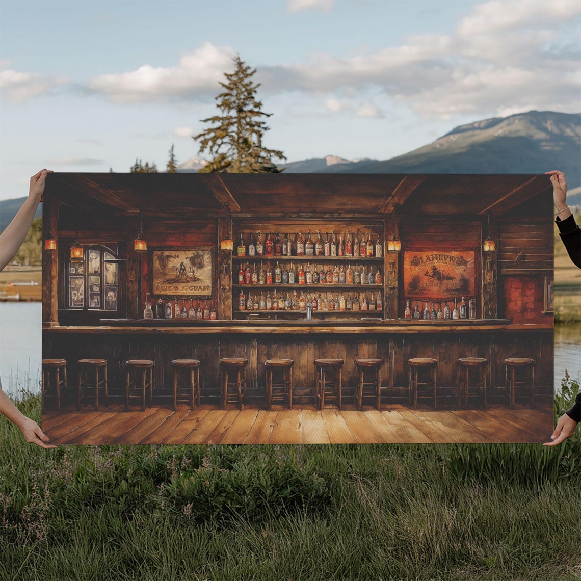 Prohibition Wall Art Saloon Wall Art Western Art Print Wall Hanging Panoramic Art Bar Decor Congratulations Gift Ranch Decor
