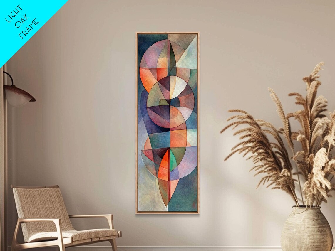 Pastel Geometric Circles Mid Century Modern Abstract Watercolor Art Poster - Image 4