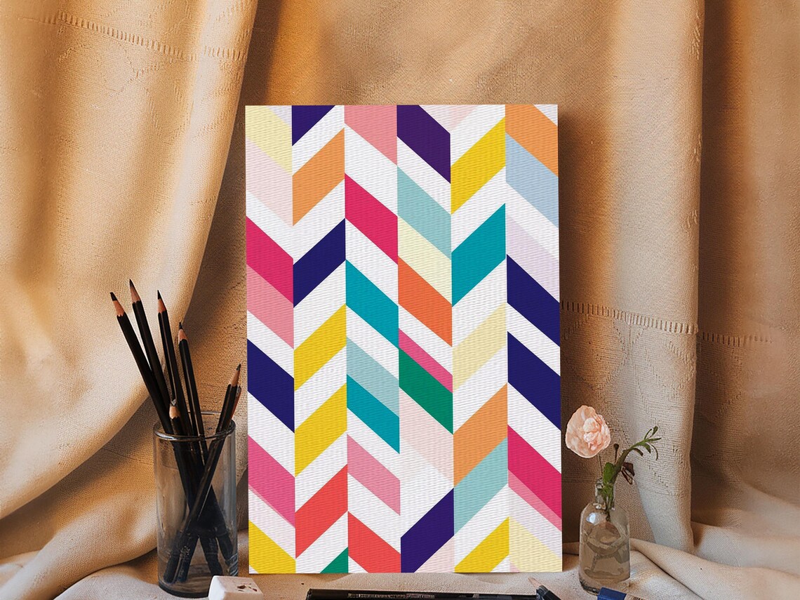 Pastel Chevrons Wall Art Framed Print Wood Framed Wall Art Framed Wall Art Gift Idea Home Decor Nuevart - Image 4