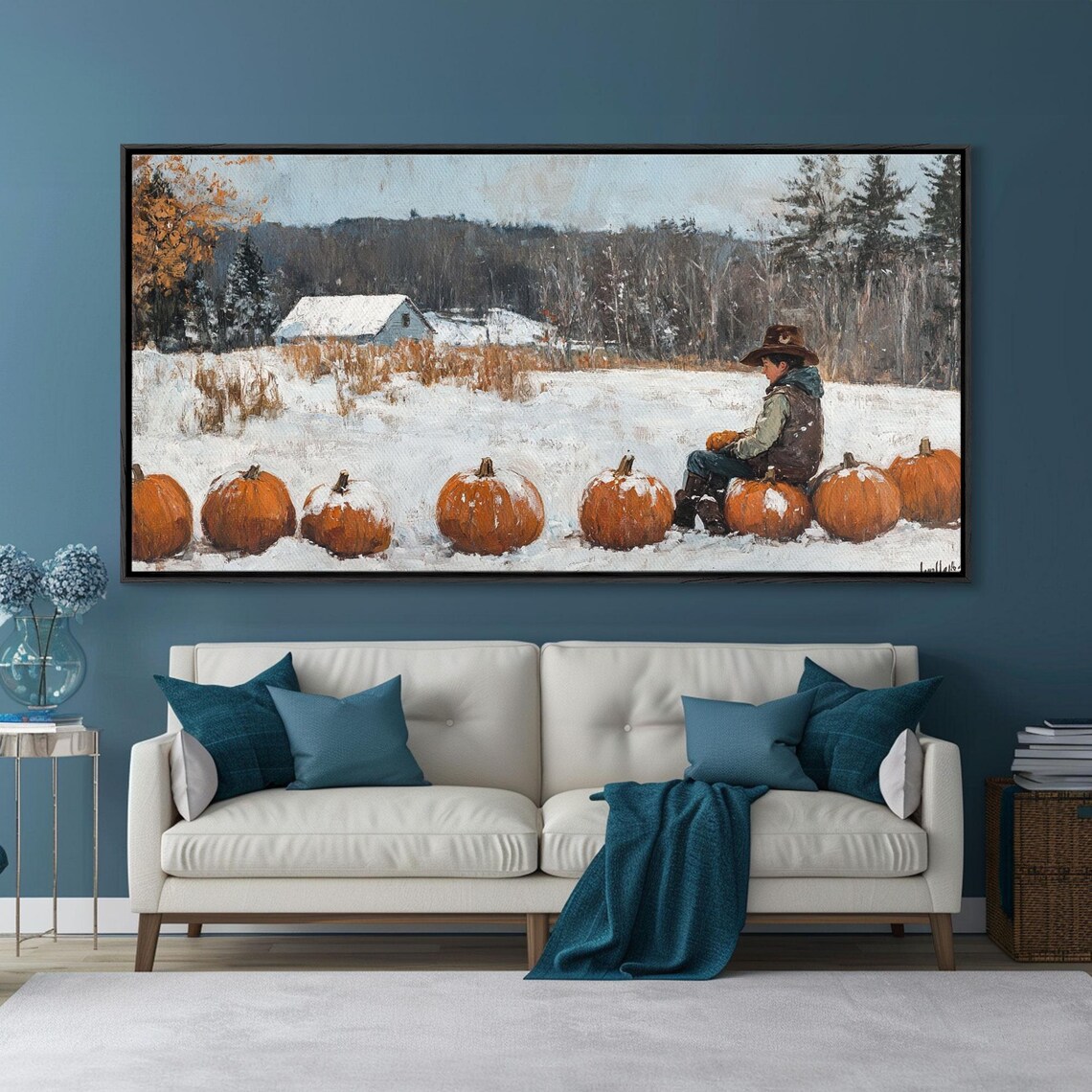 Cowboy Sipping Coffee Autumn Decor Framed Print Perfect Above Sofa Wall Art Western Home Decor Moody Fall Artwork Rustic - Image 5