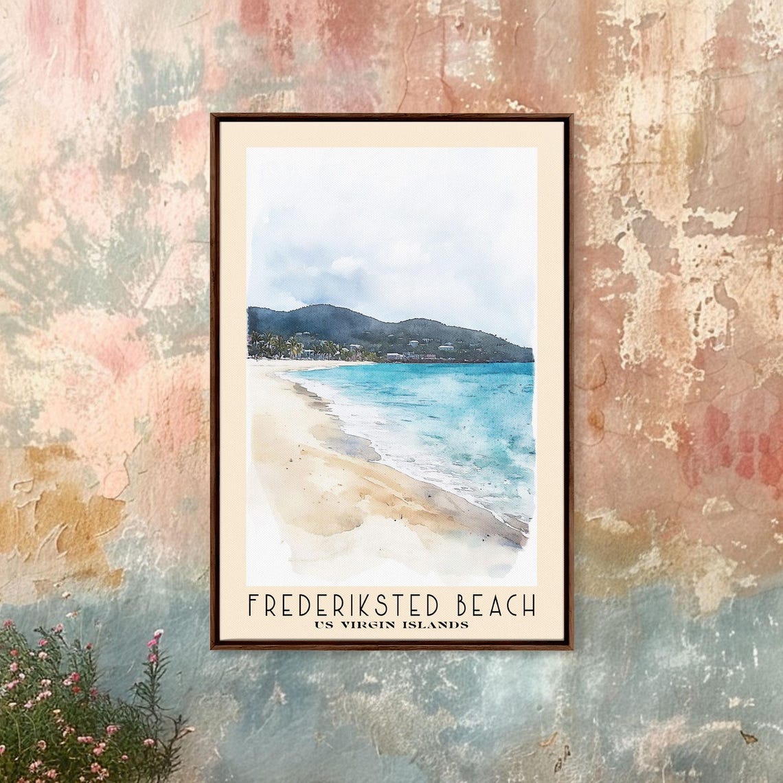 Frederiksted Beach US Virgin Islands Pale Shore Blue Water Poster - Image 4
