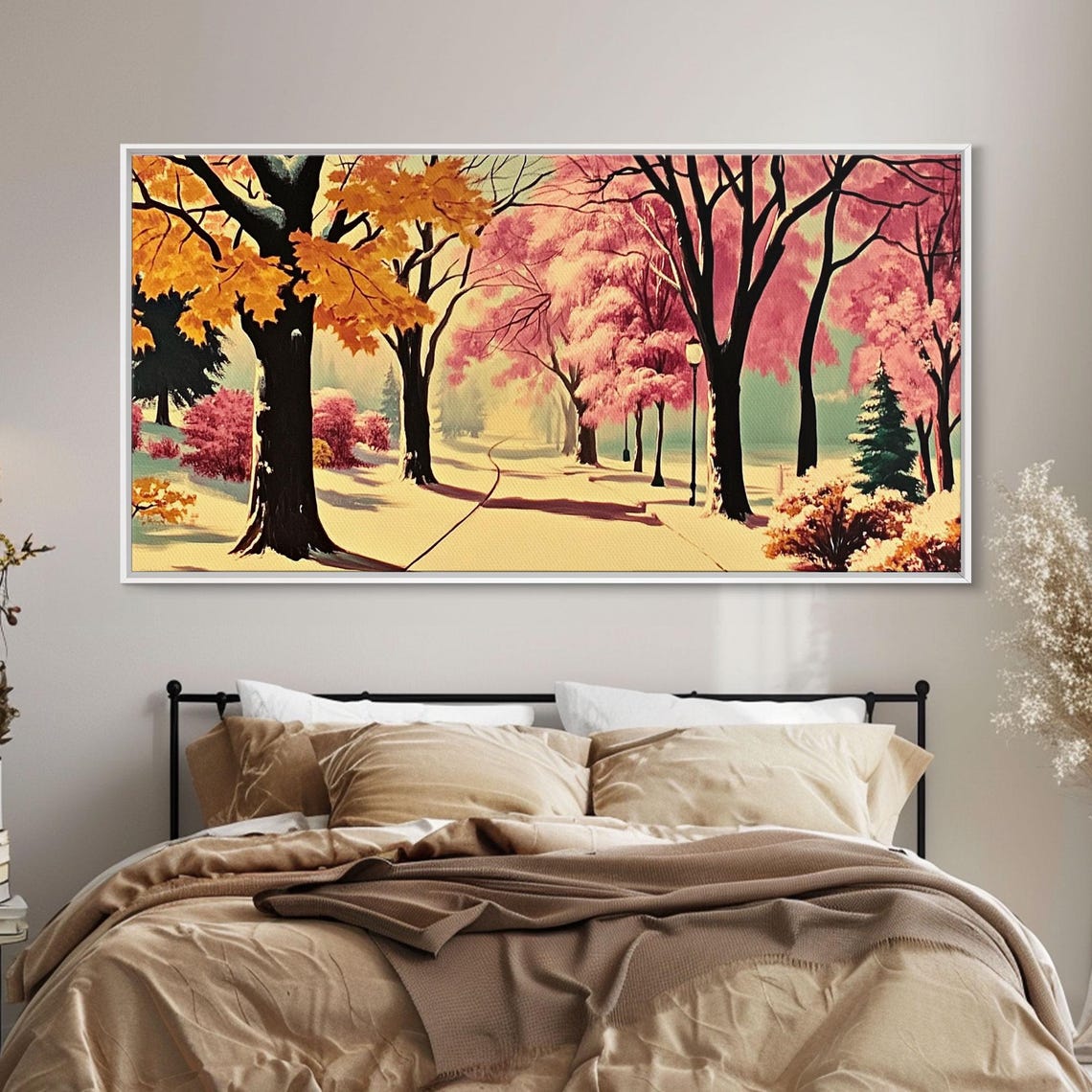 Colorful Autumn Park Path With Pink And Gold Trees Lined Walk Poster - Image 3