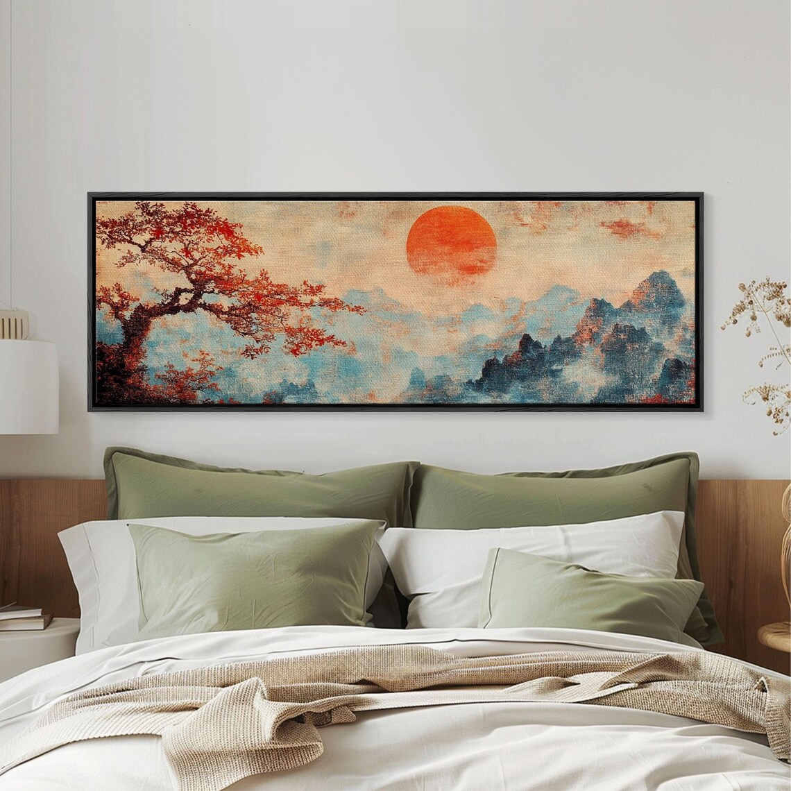Japanese Maple Tree at Sunset, Vintage Woodblock Print - Image 5