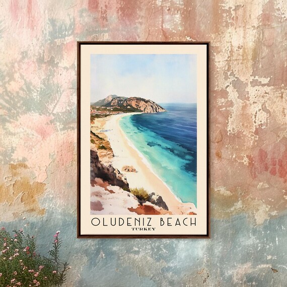 Oludeniz Beach Turkey Aerial Curving Sandy Bay Rocky Headland Blue Lagoon Poster