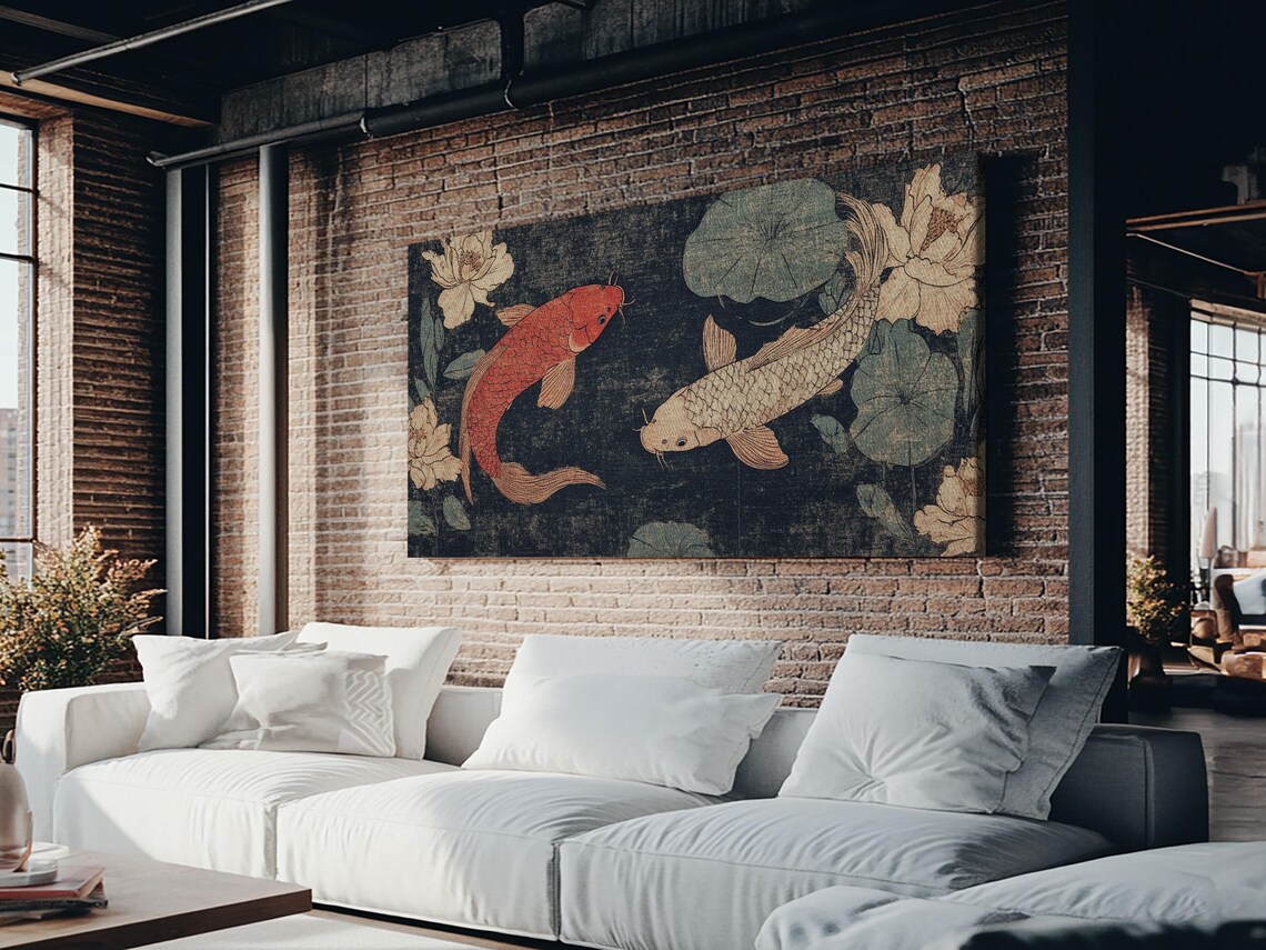 Wabi Sabi Koi Fish Painting, Japanese Wall Art Print - Image 6