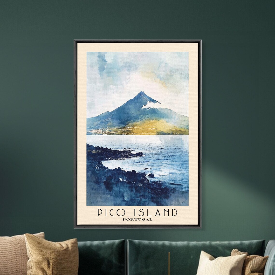 Pico Island Portugal Volcano Cone Black Lava Rocky Shore Sea Poster - Image 5