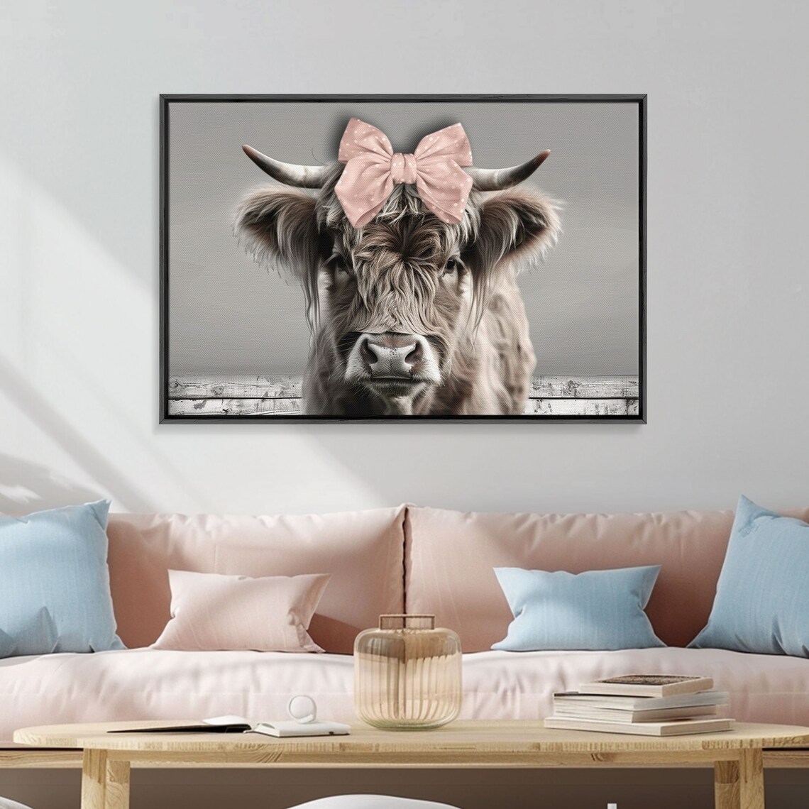 Cute Highland Cow, Rustic Farmhouse Wall Art Print - Image 4