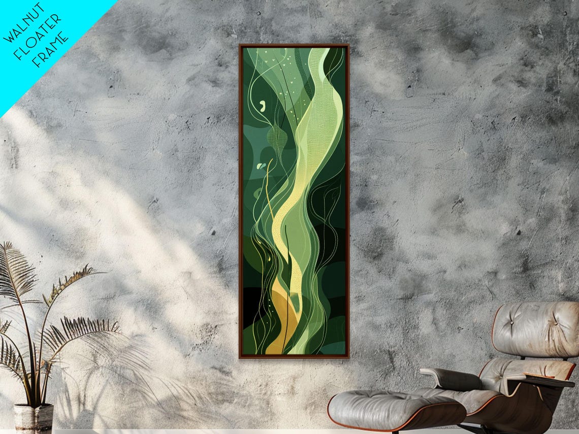 Sage Green Flowing Abstract Botanical Organic Zen Wall Poster - Image 4