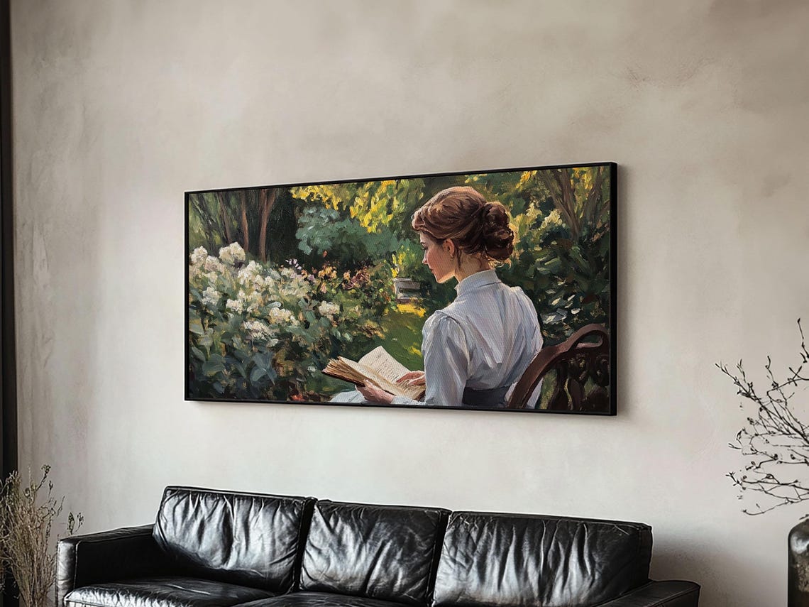 Victorian Oil Painting Print Of A Woman In The Garden Framed Print Ready To Hang Art Woman In Garden Painting Wall Art - Image 6