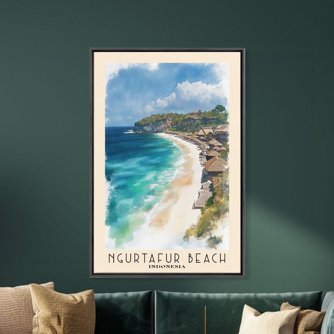 Ngurtafur Beach Indonesia Thatched Huts Turquoise Bay Travel Poster - Image 5