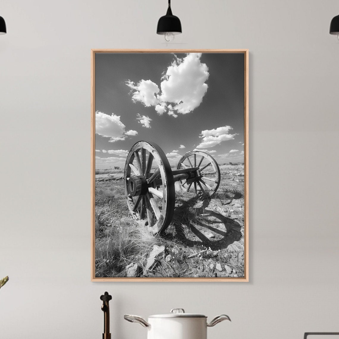 Abandoned Wagon Wheel Black and White Prairie Old West Photo Poster - Image 4