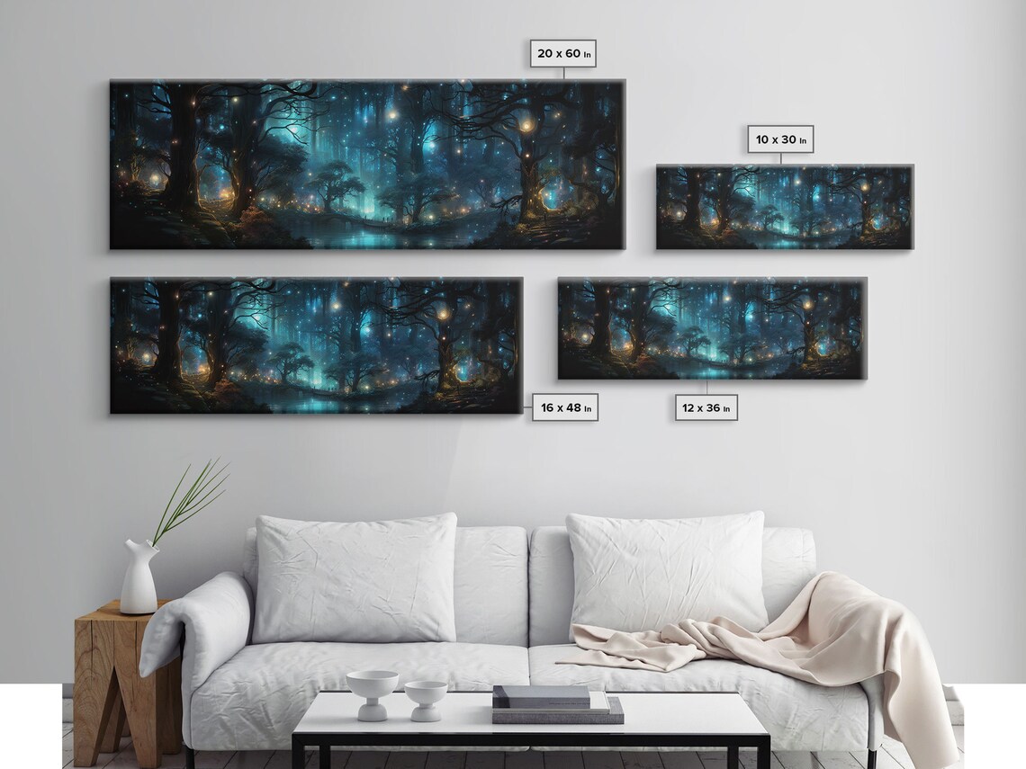 Fantasy Forest Firefly Art Print, Night Landscape - Image 2