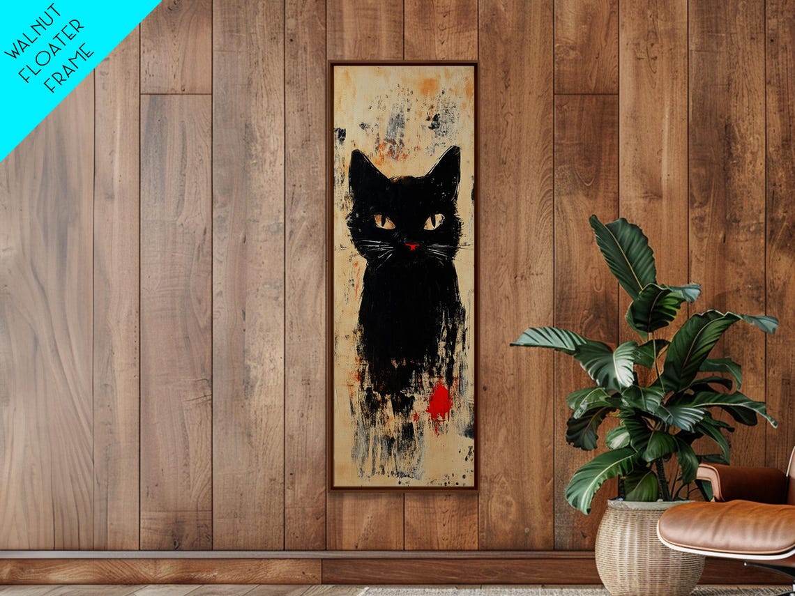 Black Cat Abstract Face Modern Bold Brushstroke Painting Print - Image 3