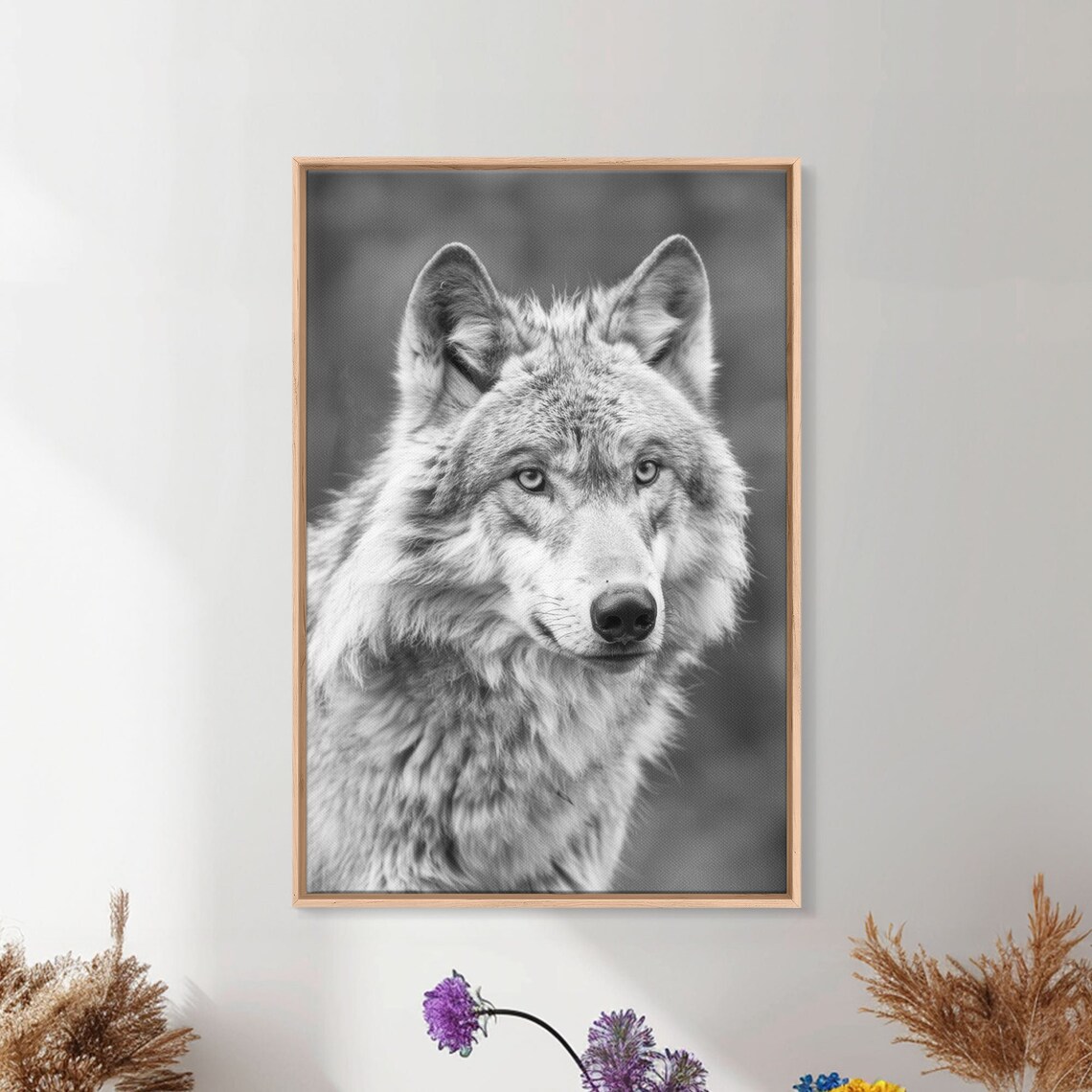 Wolf Close Up Portrait In Black And White Wildlife Photography Poster - Image 4