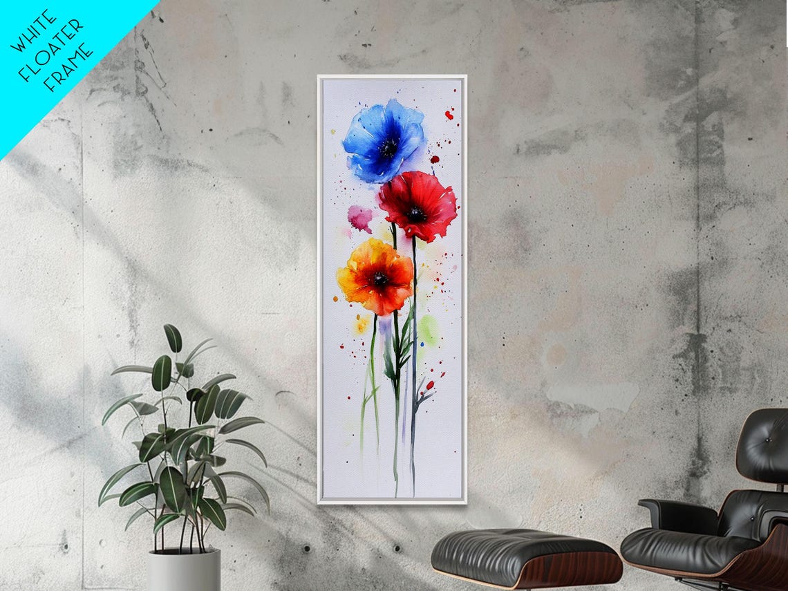 Bold Watercolor Poppy Art Framed Print Showcasing Vibrant Flower Composition In Artistic Minimalist Style - Image 3