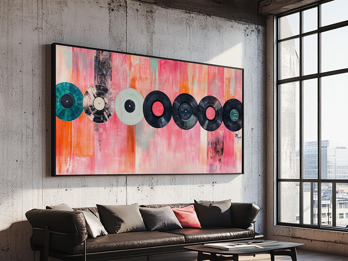 Vinyl Record Abstract Music Art Print, Retro Style - Image 3