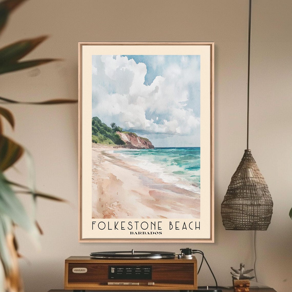 Folkestone Beach Barbados Sandy Shore Turquoise Surf Cliffs Poster
