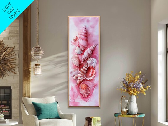 Pink Seashell Watercolor Collection Coastal Nautical Wall Art