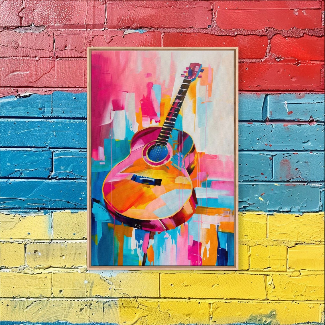 Acoustic Guitar Colorful Abstract Music Room Modern Wall Art - Image 4