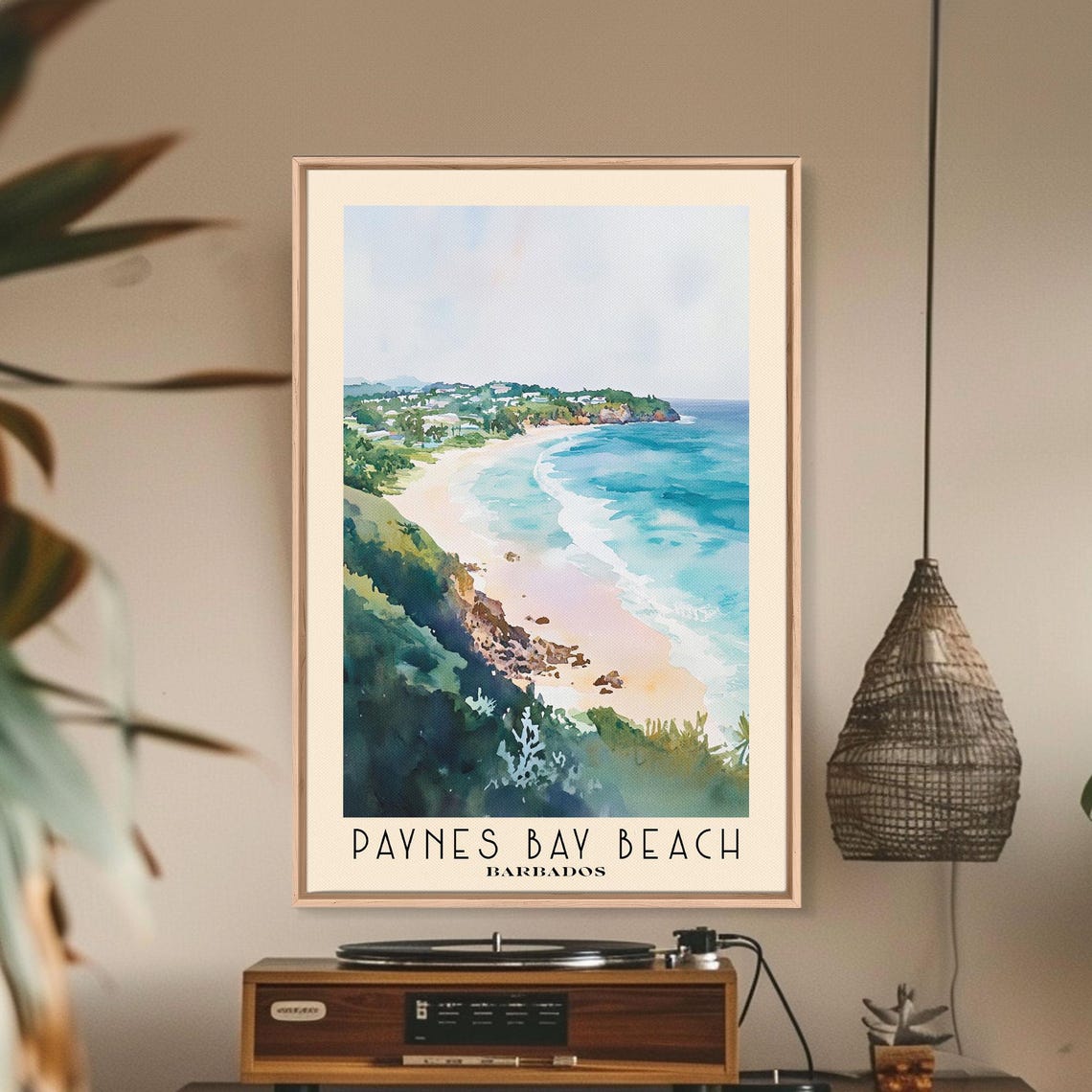 Paynes Bay Beach Barbados Cliff View Turquoise Surf Bay Curve Poster - Image 2
