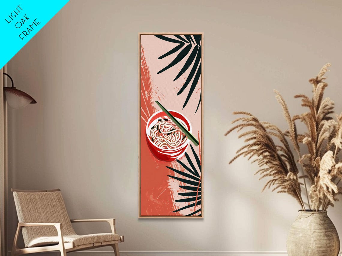 Ramen Noodle Bowl Chopsticks Coral Modern Japanese Kitchen Poster
