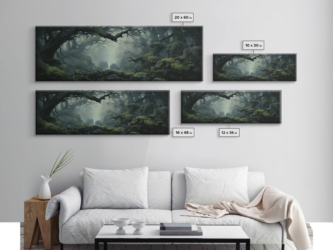 In The Forest, Panoramic Foggy Pine Forest Art Print - Image 2