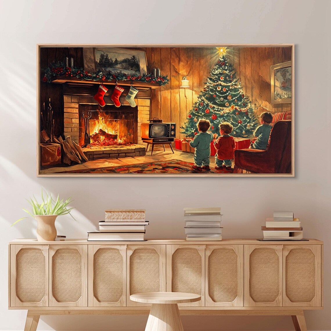 Vintage Christmas Living Room Scene, Children Art Print - Image 2