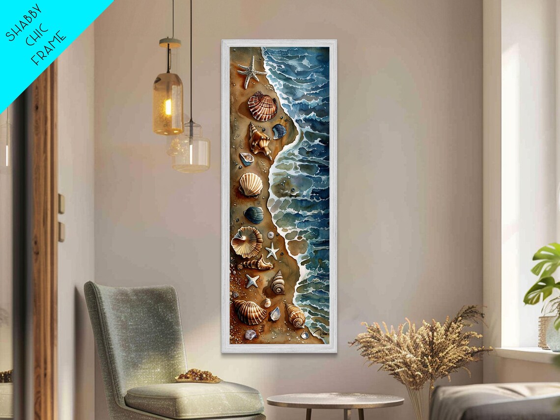 Seashells and Starfish Beach Art Print, Coastal Decor - Image 4
