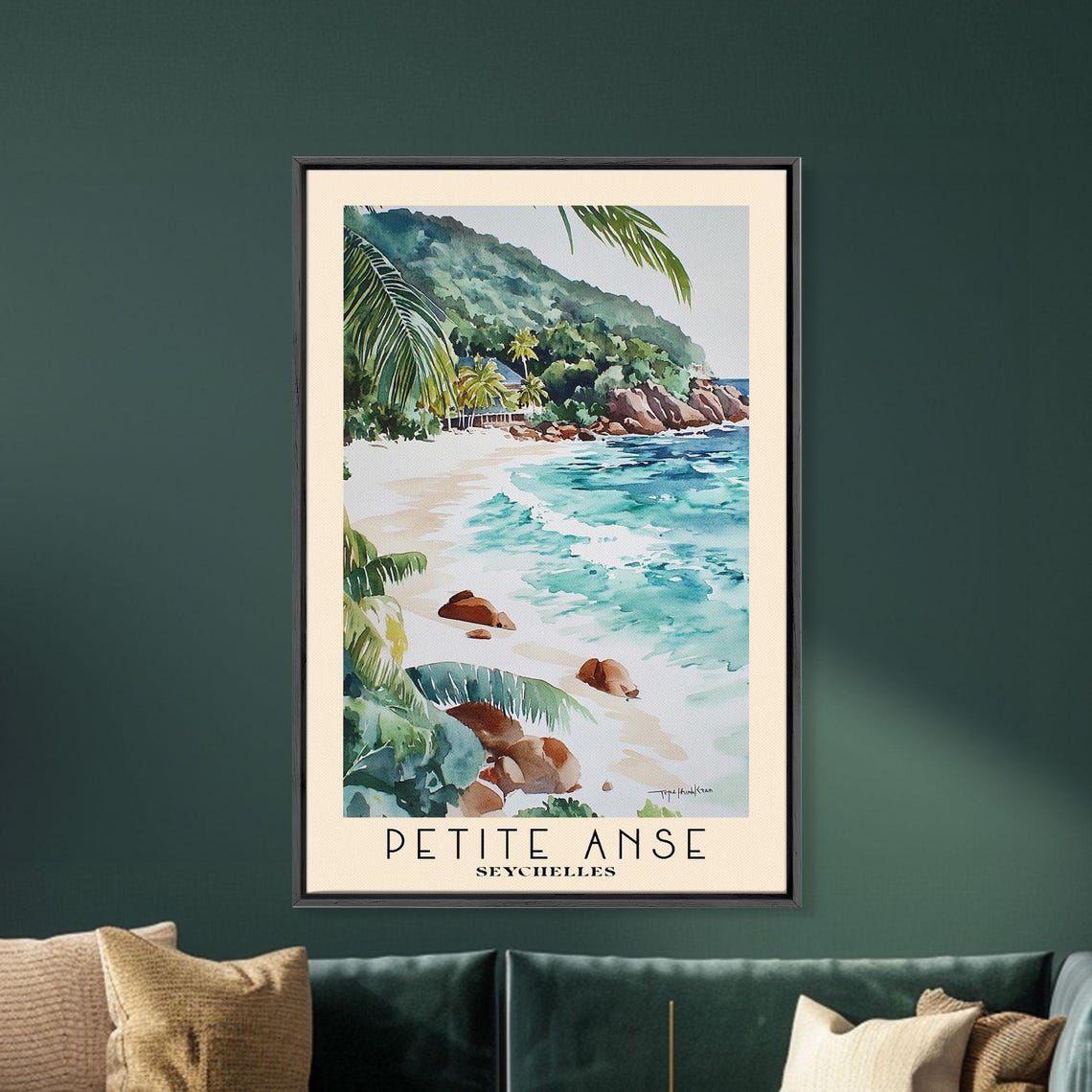 Petite Anse Seychelles Granite Boulders Palm Frond White Sand Poster - Image 5