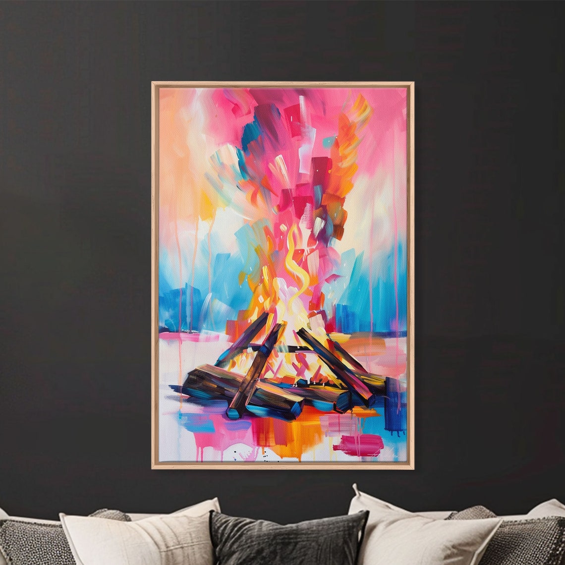 Abstract Campfire With Colorful Flames Modern Fire Art Poster - Image 2