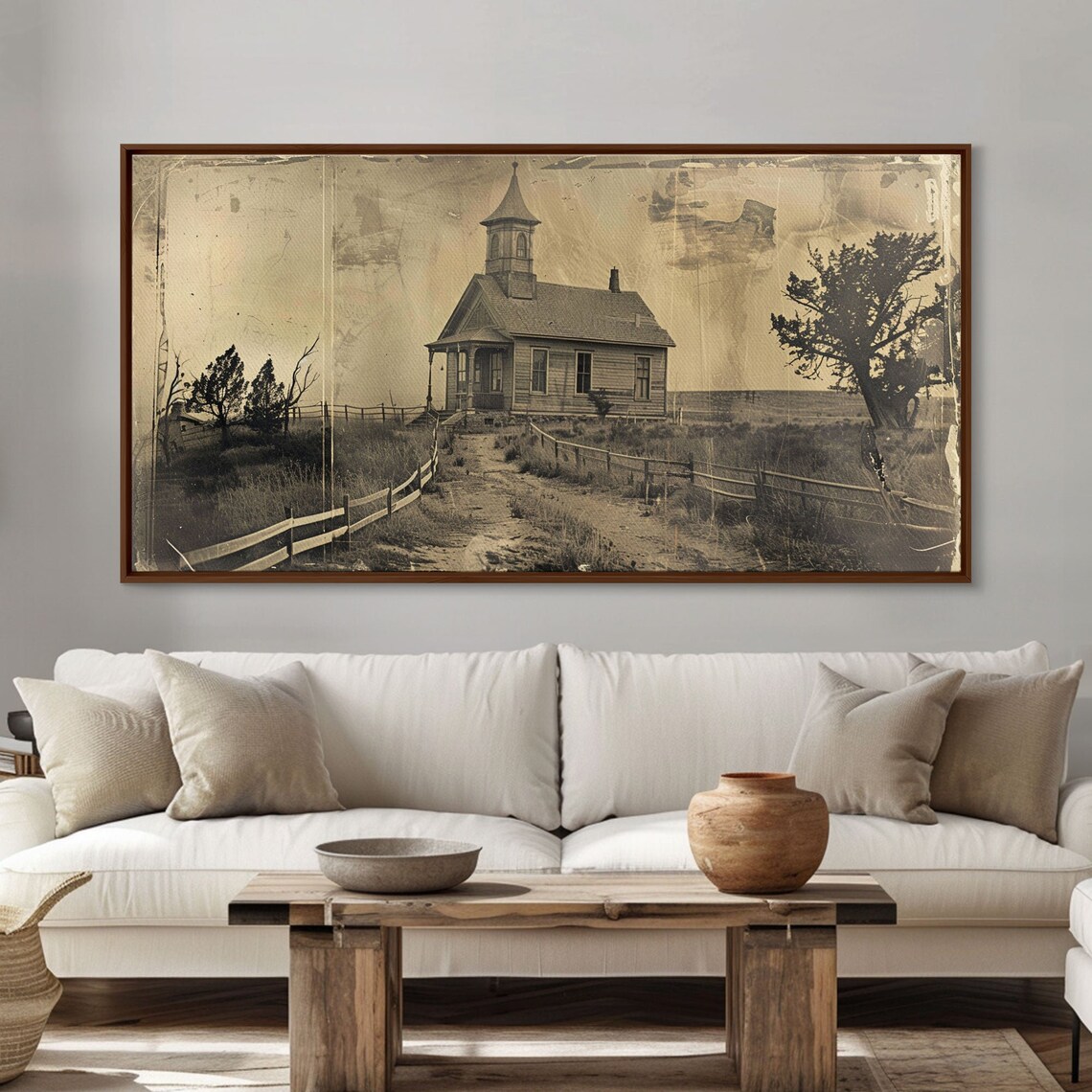 Old Country Church, Vintage Western Scene Art Print - Image 4