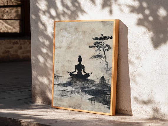 Serenity Silhouette Print Featuring Pine Tree Art Rustic Neutral Zen Wall Art Wabi Sabi Minimalist Decor For Peaceful Living