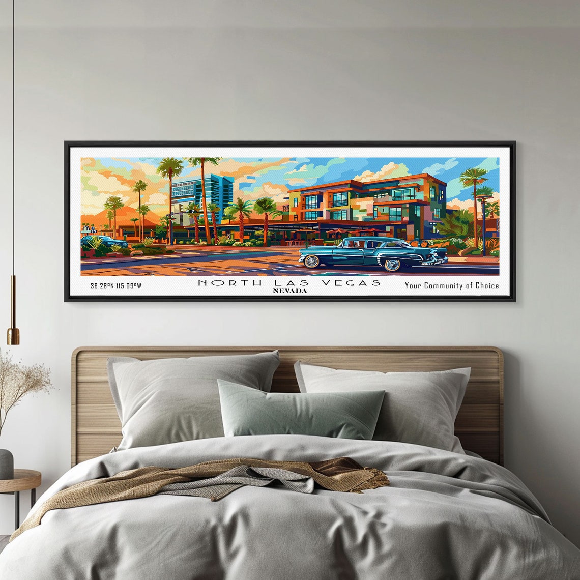 North Las Vegas Nevada Panoramic Mid Century Resort Classic Car Poster - Image 3
