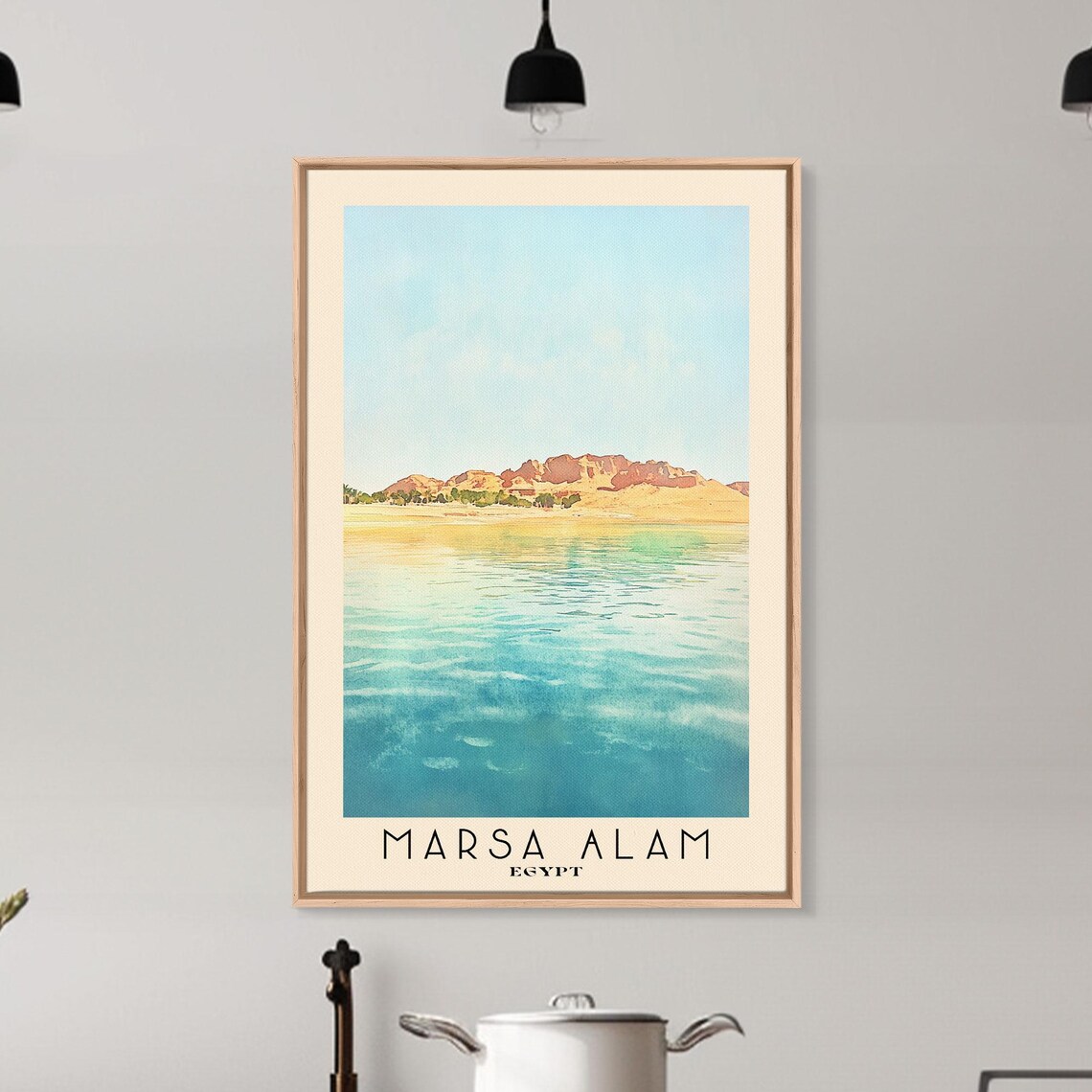 Marsa Alam Egypt Red Sea Desert Hills Calm Water Watercolor Travel Poster - Image 6