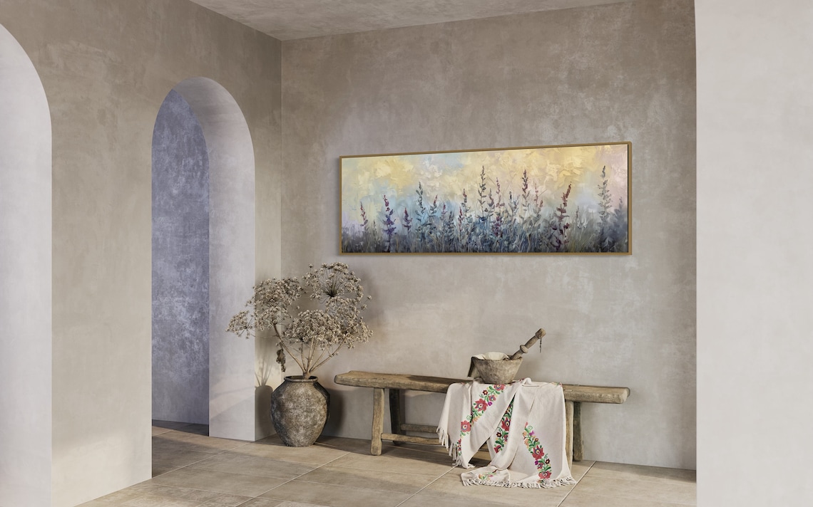 Lavender Breeze Panoramic Art Print, Neutral Meadow - Image 3