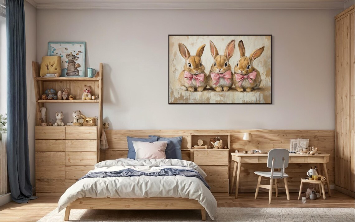 Vintage Farmhouse Bunny Art Print, Nursery Decor - Image 3