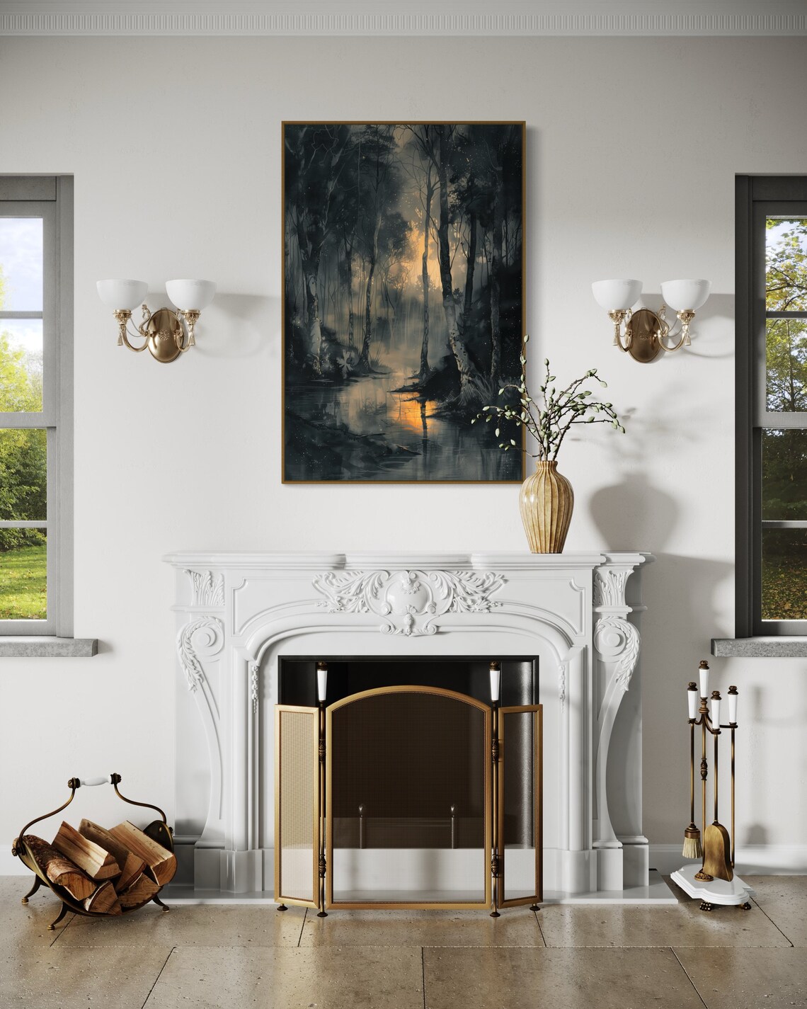 Dark Forest Sunset Print Mystical Gothic Forest Painting Print Dark Forest Art Twilight Goth Room Decor Home Decore - Image 4