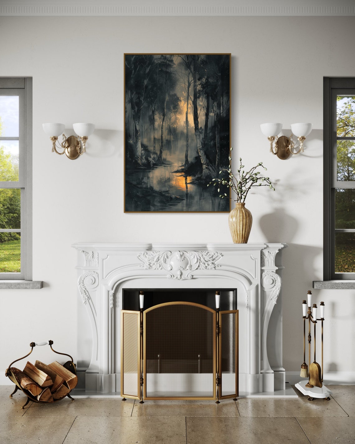 Mystical Dark Forest Twilight Golden Sunset Gothic Nature Poster - Image 4