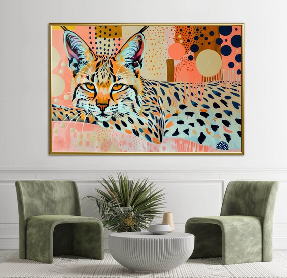 Vibrant Lynx Wildcat Portrait Pop Art Colorful Modern Wildlife Print
