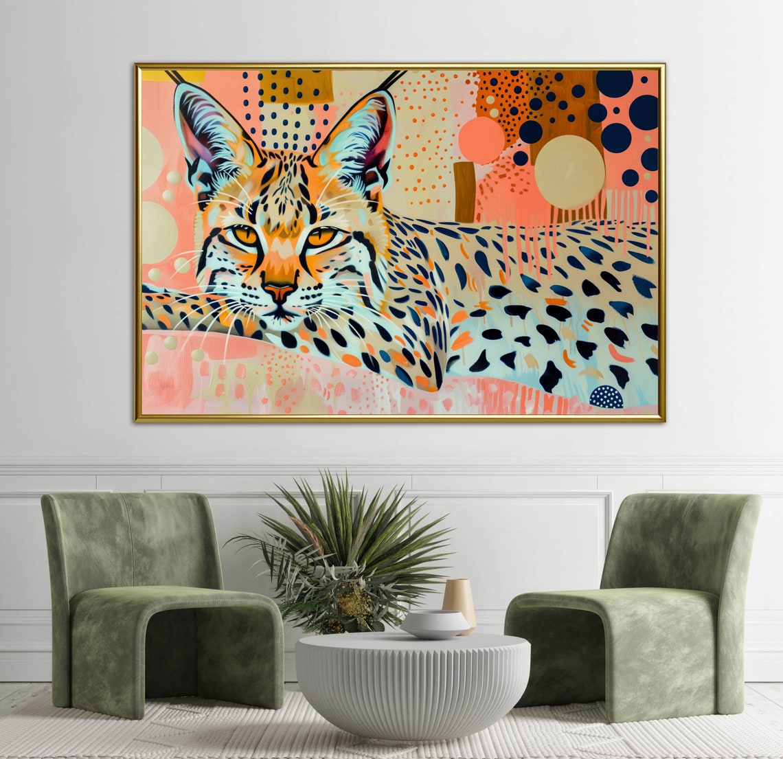 Vibrant Lynx Wildcat Portrait Pop Art Colorful Modern Wildlife Print