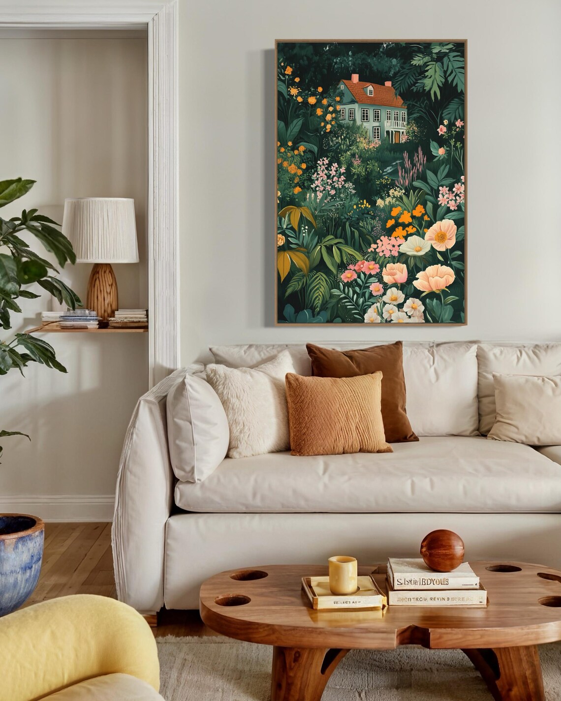 Enchanted Cottage Garden Dark Moody Floral House Dreamy Wall Art Print - Image 3